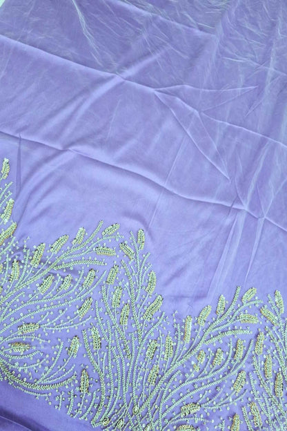 Coral Reef Patterned Cutbeads & Sequins Embroidered Net Fabric