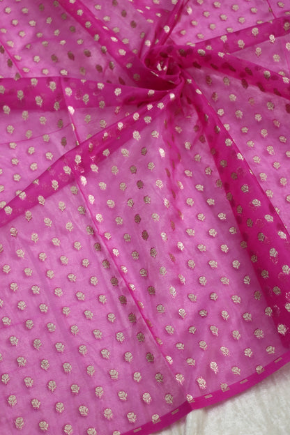 Golden Floral Buta Woven Organza Fabric