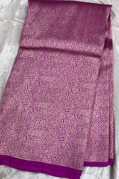 Marquise Shaped Zari Woven Pure Katan Banaras Silk Fabric