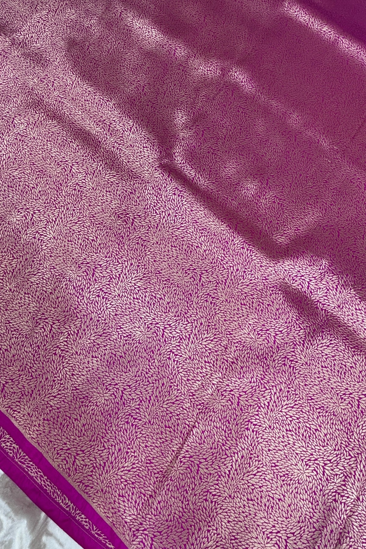 Marquise Shaped Zari Woven Pure Katan Banaras Silk Fabric