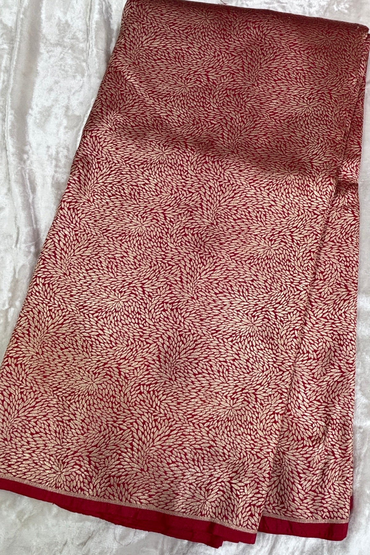 Marquise Shaped Zari Woven Pure Katan Banaras Silk Fabric