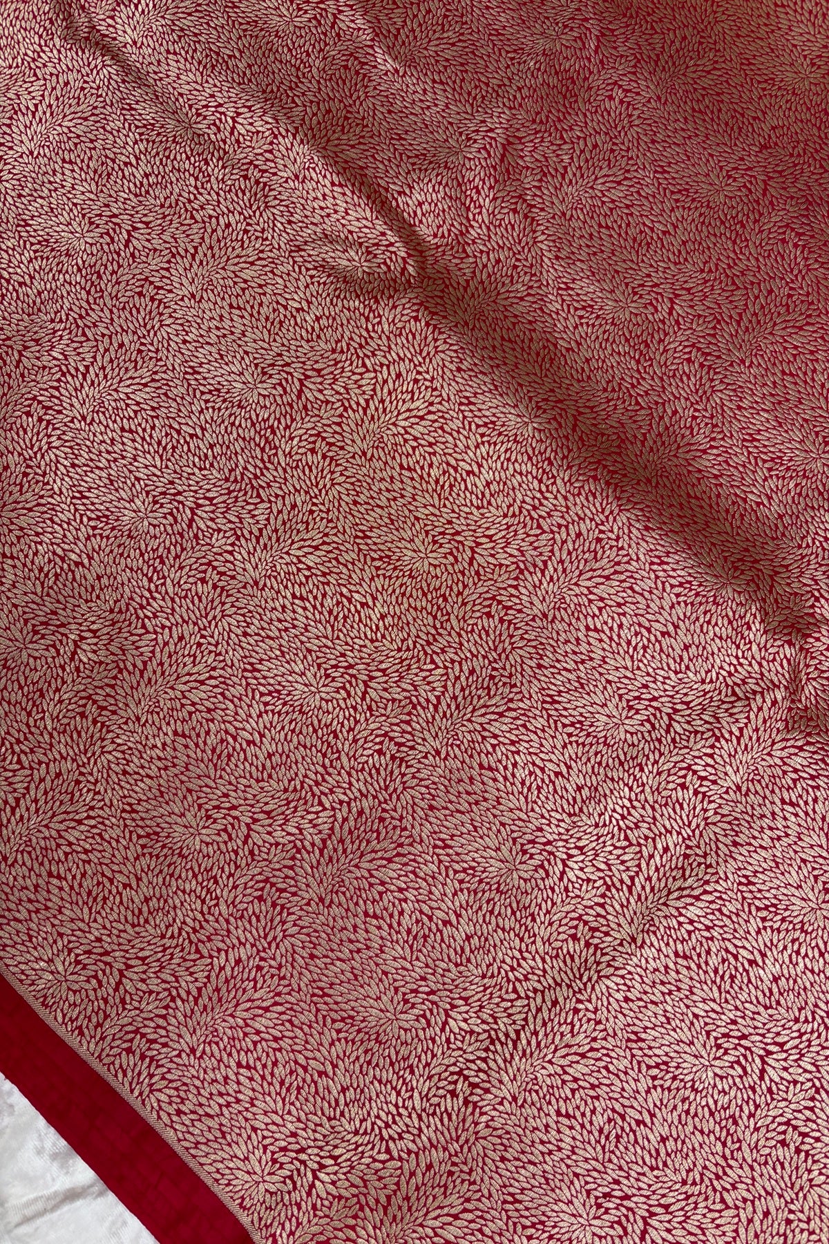 Marquise Shaped Zari Woven Pure Katan Banaras Silk Fabric