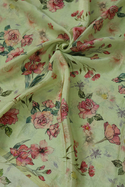 Floral Printed Uppada Tissue Fabric