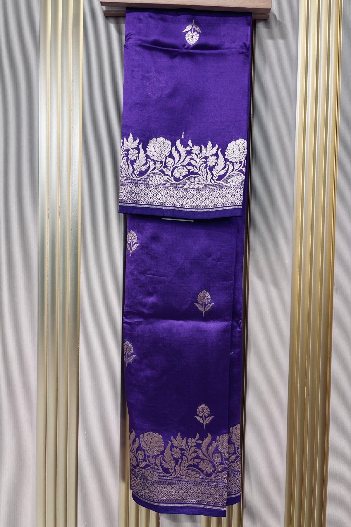 Ultra Violet Purple Pure Banaras Zari Woven Border With Meena Motif Silk Dupatta