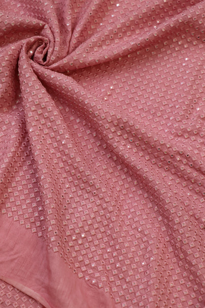 Diamond Shaped Mirrors With Self Thread Embroidery On Falling Rawsilk Fabric
