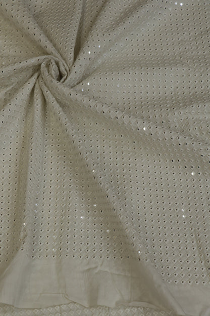 Diamond Shaped Mirrors With Self Thread Embroidery On Falling Rawsilk Fabric