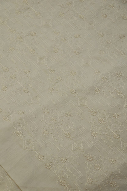 Pure Chiniya Silk Self Thread Embroidered Fabric