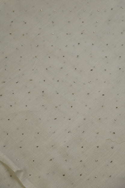 Pure Chanderi Dotted Mukaish Embroidered Fabric