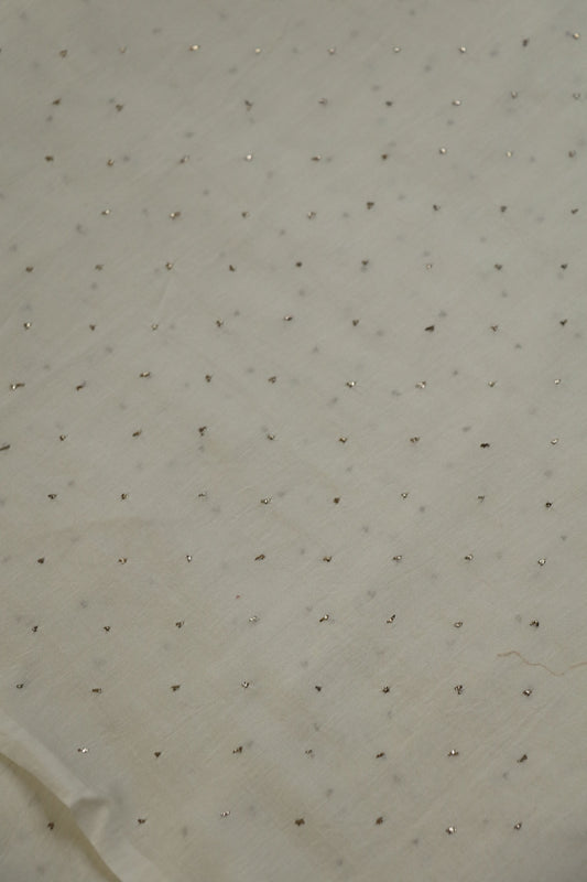 Pure Chanderi Dotted Mukaish Embroidered Fabric