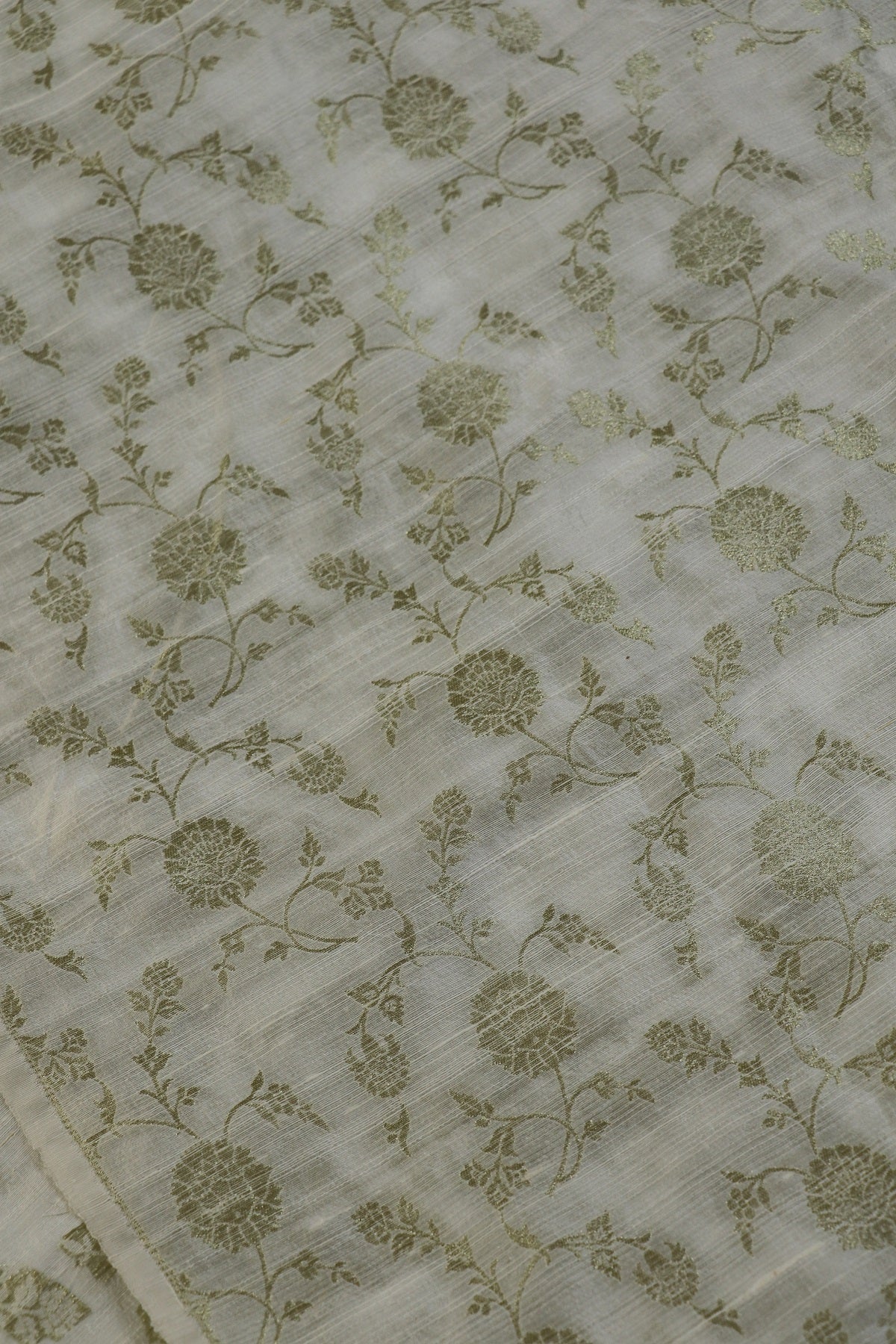 Pure Rawsilk Allover Jaal Light Gold Zari  Woven Fabric
