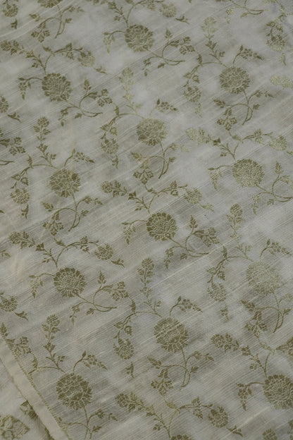 Pure Rawsilk Allover Jaal Light Gold Zari  Woven Fabric