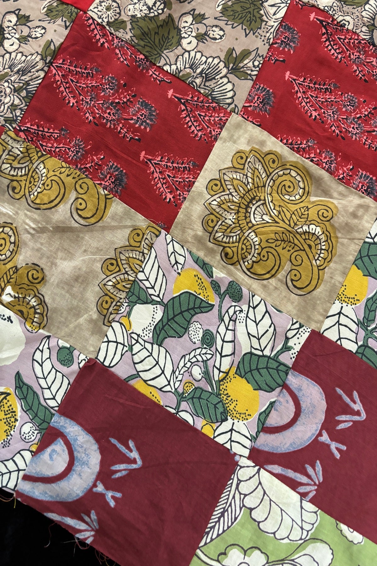 Assorted Squares Featuring Hand Block Printed Cotton Fabric