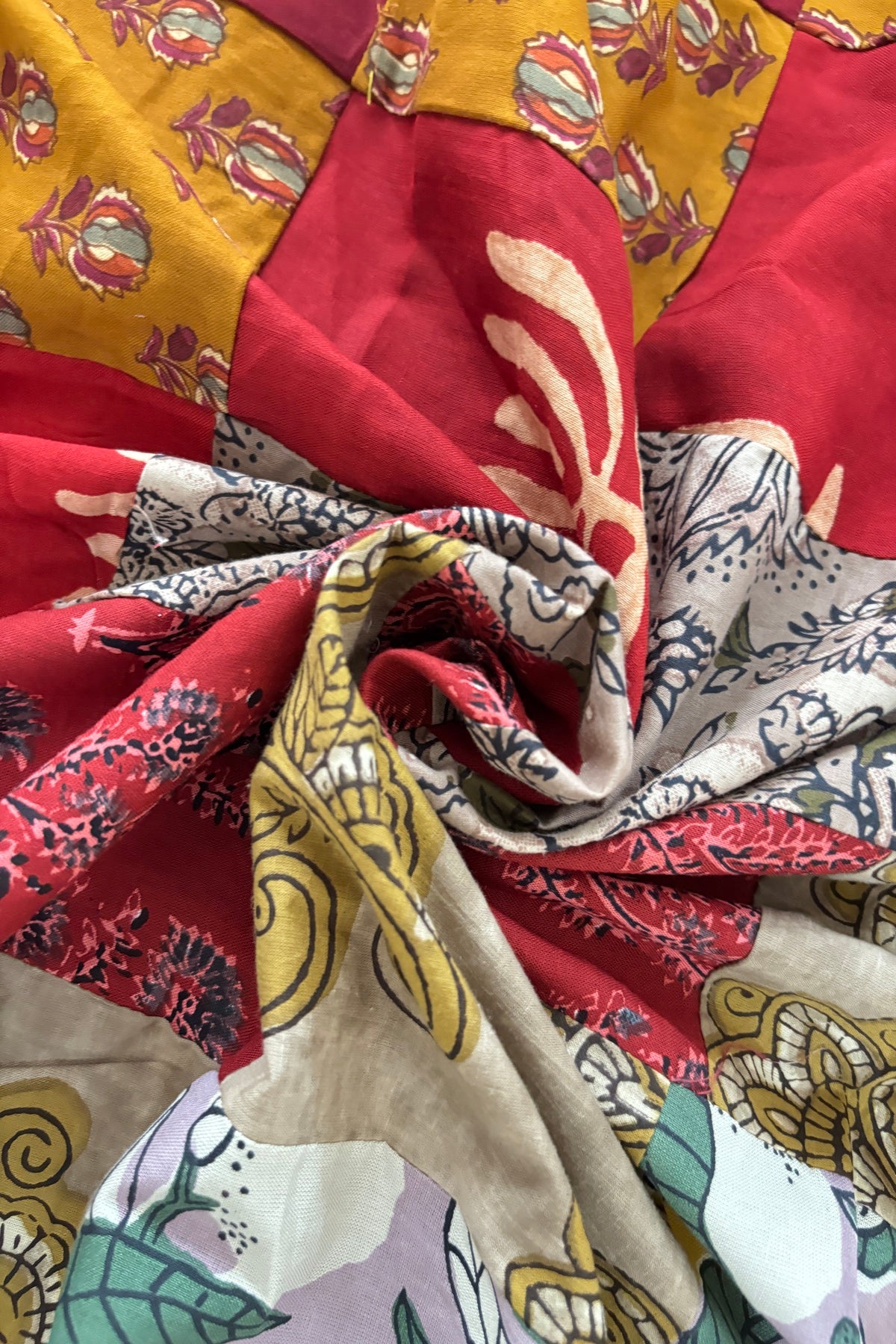 Assorted Squares Featuring Hand Block Printed Cotton Fabric