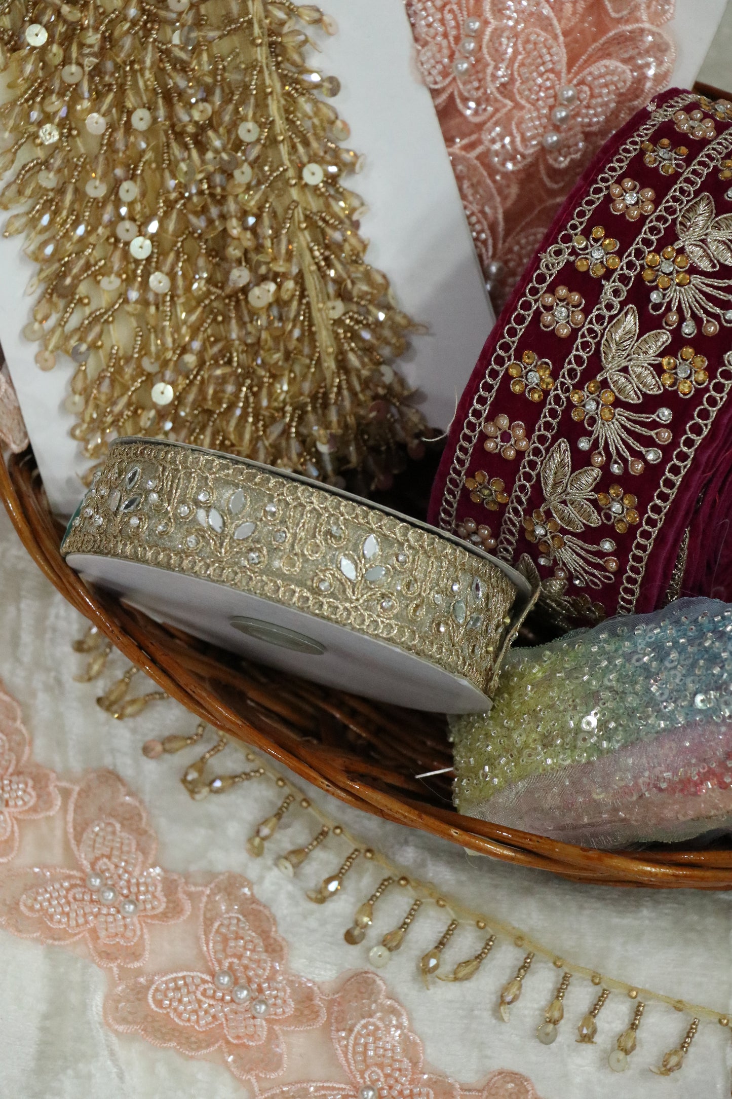 Stone And Bead Worked Lace