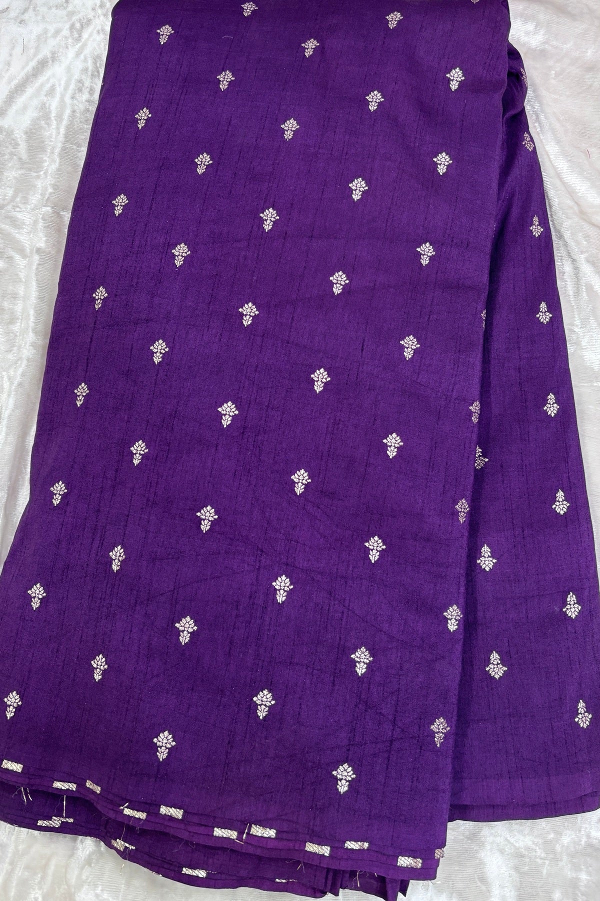 Matgold Zari Woven Floral Motif Semi Falling Rawsilk Fabric