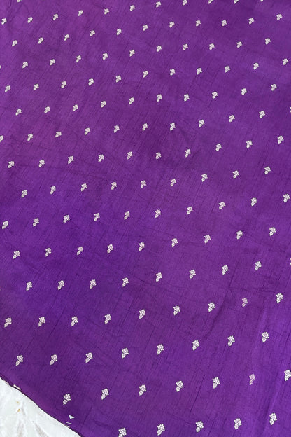 Matgold Zari Woven Floral Motif Semi Falling Rawsilk Fabric