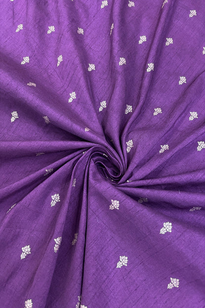 Matgold Zari Woven Floral Motif Semi Falling Rawsilk Fabric