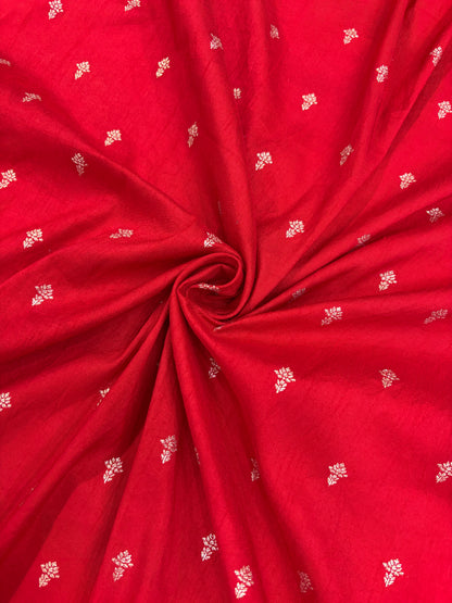 Matgold Zari Woven Floral Motif Semi Falling Rawsilk Fabric