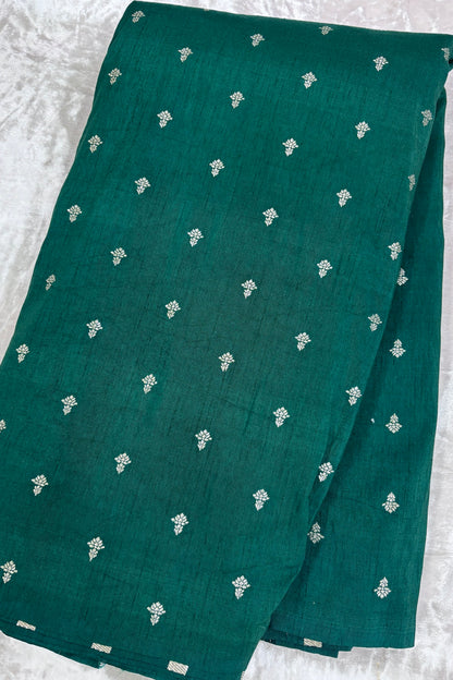 Matgold Zari Woven Floral Motif Semi Falling Rawsilk Fabric