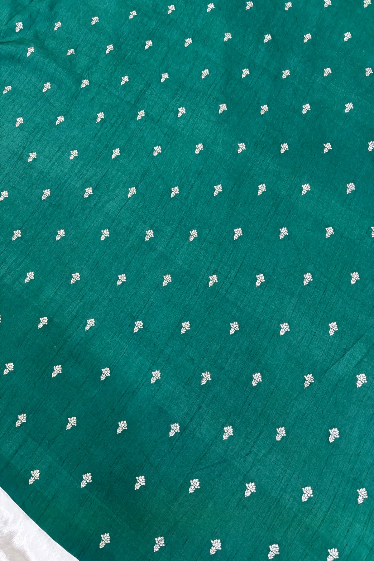 Matgold Zari Woven Floral Motif Semi Falling Rawsilk Fabric