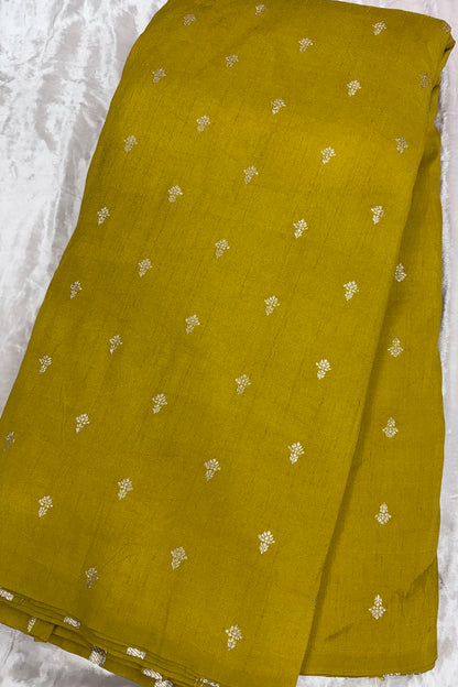 Matgold Zari Woven Floral Motif Semi Falling Rawsilk Fabric