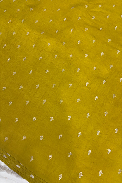 Matgold Zari Woven Floral Motif Semi Falling Rawsilk Fabric