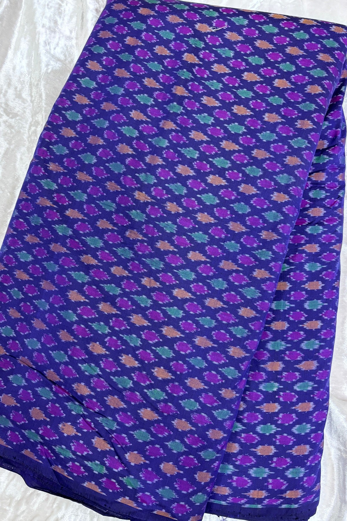 Cadbury Purple Woven Pure Cotton Silk Ikkat Fabric