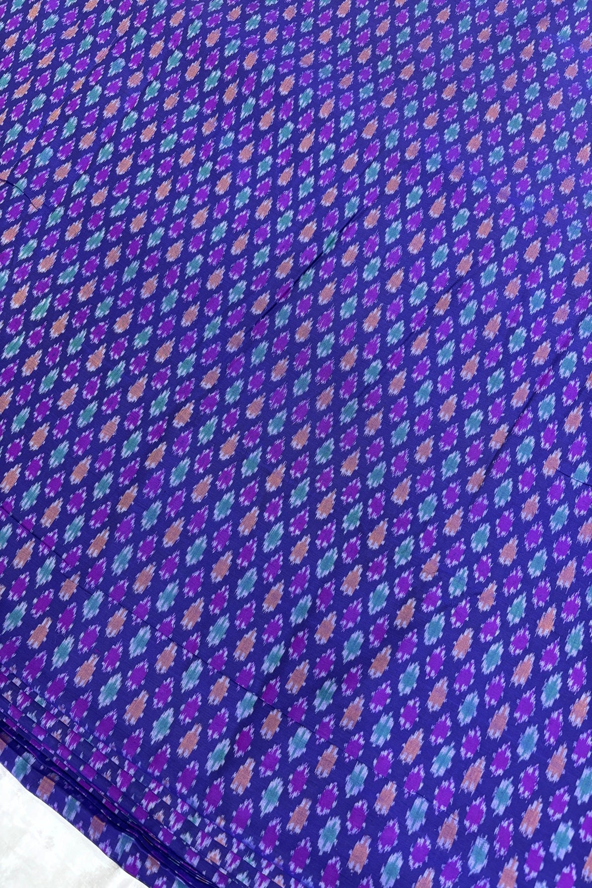 Cadbury Purple Woven Pure Cotton Silk Ikkat Fabric