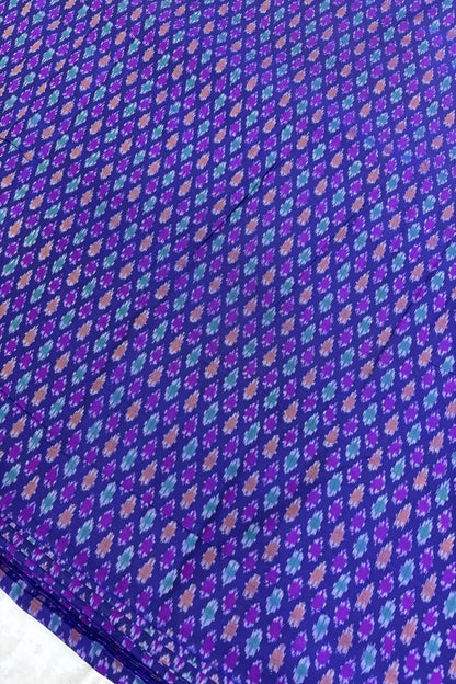 Cadbury Purple Woven Pure Cotton Silk Ikkat Fabric