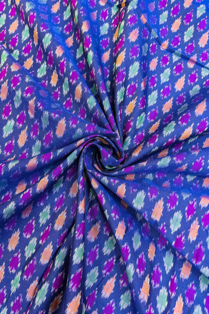 Cadbury Purple Woven Pure Cotton Silk Ikkat Fabric
