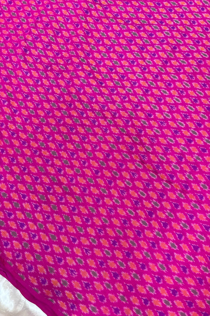 Fuchsia Pink Woven Pure Cotton Silk Ikkat Fabric