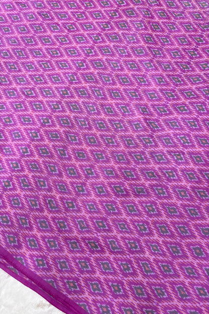 Mauve Pink Woven Pure Cotton Silk Ikkat Fabric