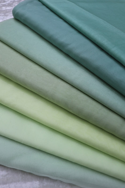 Hues of Greens Organza Plain Fabric