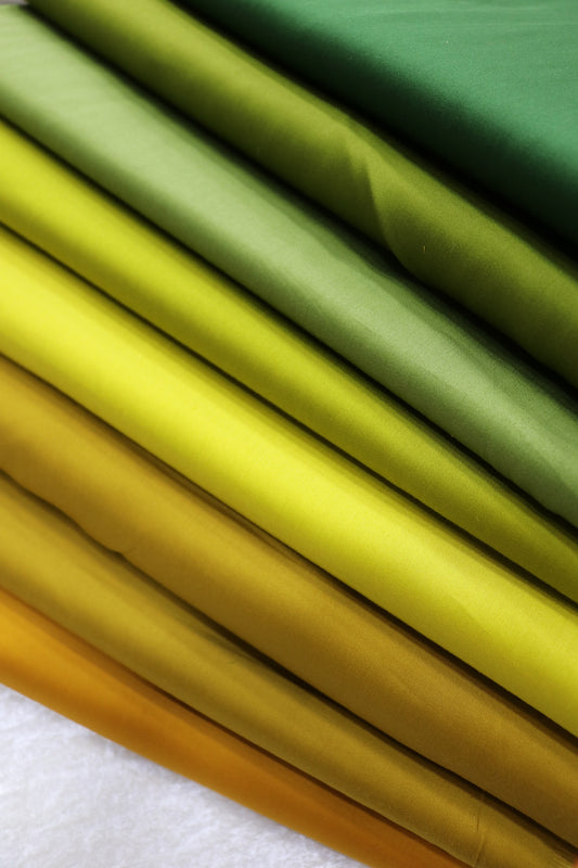 Hues Of Greens Satin Cotton Fabric