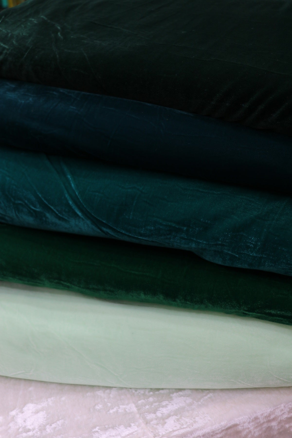 Hues Of Greens Velvet Fabric