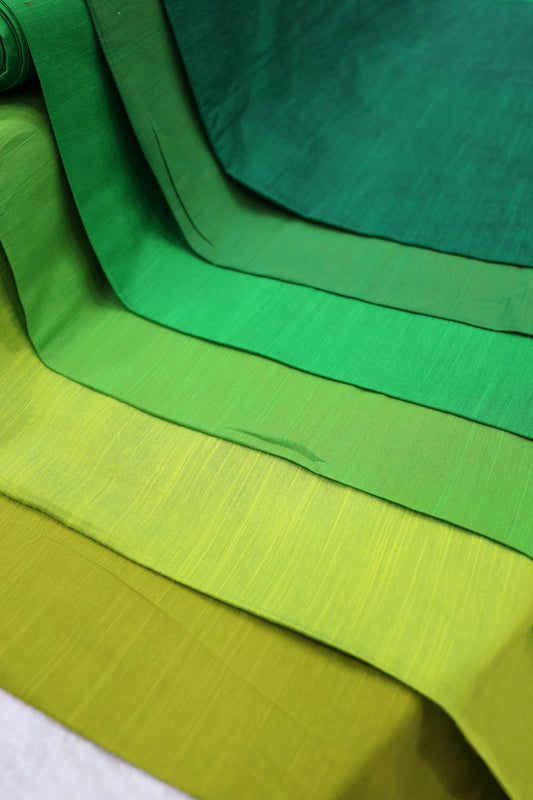 Hues Of Greens Semi Soft Raw Silk Fabric