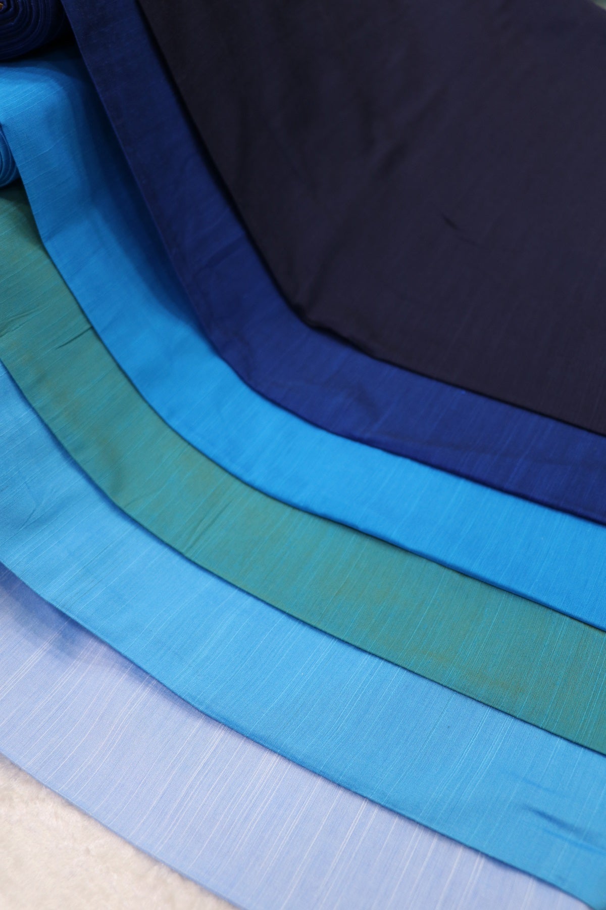 Hues Of Blues Semi Soft Raw Silk Fabric