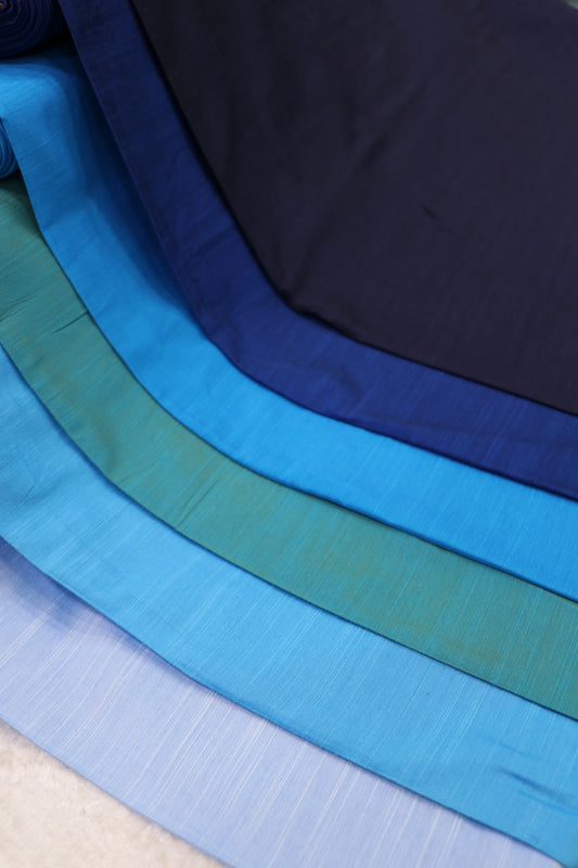 Hues Of Blues Semi Soft Raw Silk Fabric