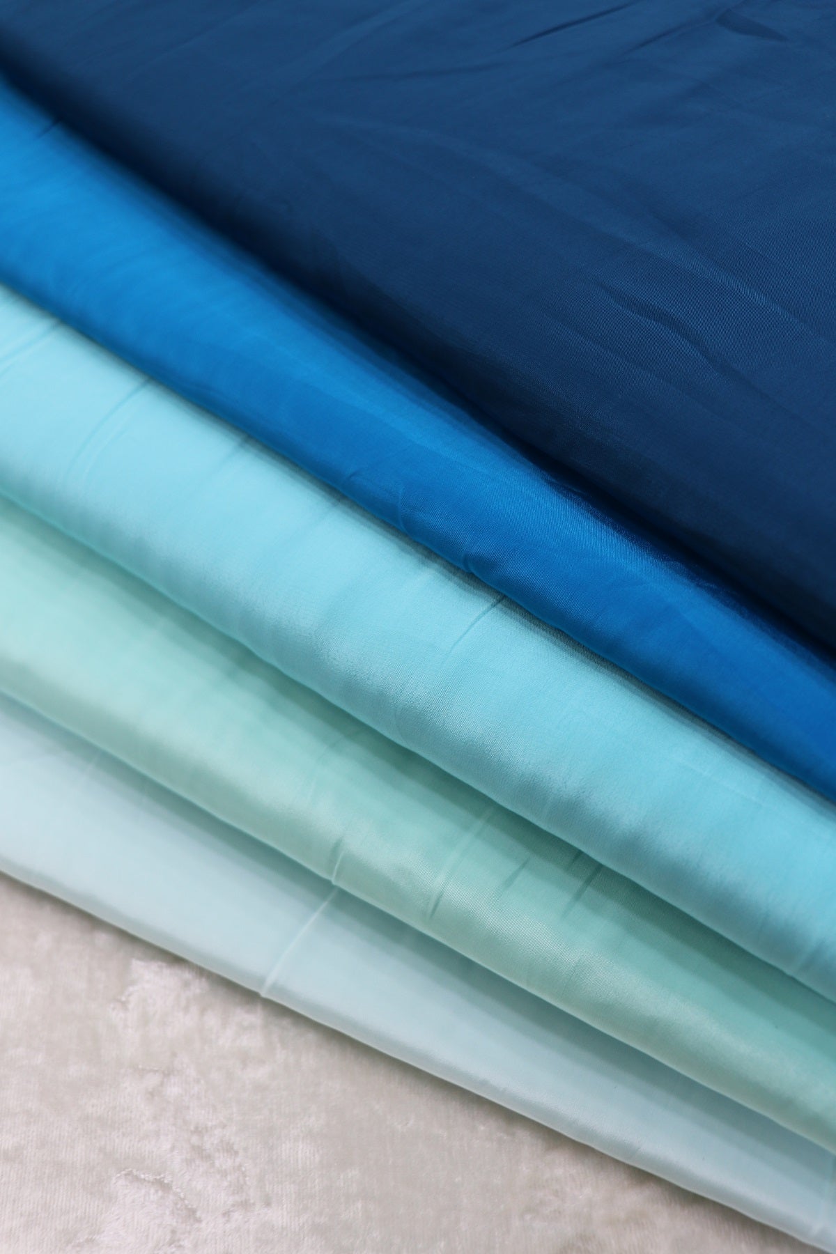 Hues Of Blues Natural Crepe Fabric