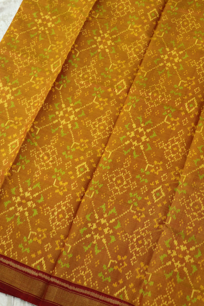 Butterscotch Yellow Pure Silk Patan Patola Woven Fabric
