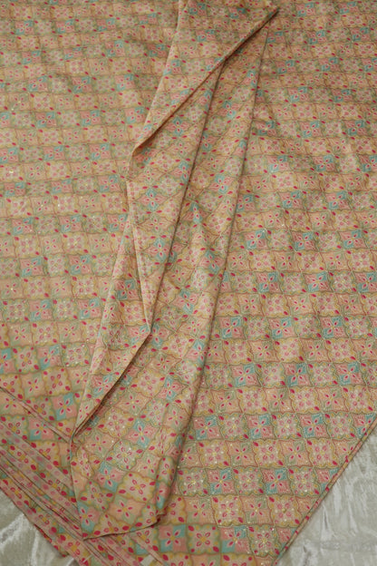Semi Raw Silk Multi Geometrical Color Printed Fabric