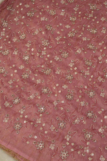 Floral Jaal Embroidered With Cut Beads & Sequins  Uppada Tissue Fabric