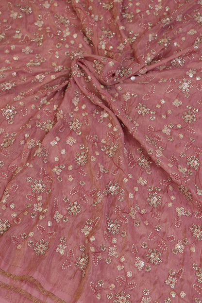 Floral Jaal Embroidered With Cut Beads & Sequins  Uppada Tissue Fabric