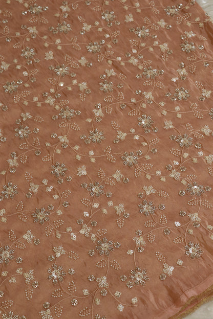 Floral Jaal Embroidered With Cut Beads & Sequins  Uppada Tissue Fabric