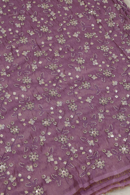 Floral Jaal Embroidered With Cut Beads & Sequins  Uppada Tissue Fabric
