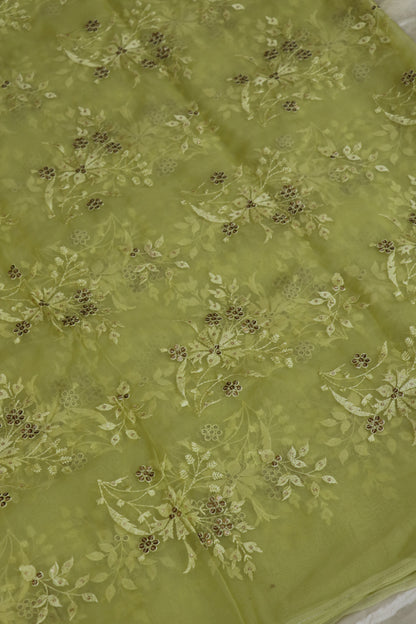 Organza Floral Embroidered Bunches Fabric With Sequins