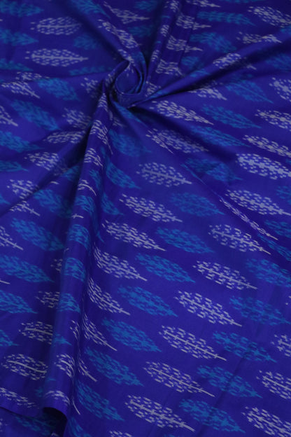 Cobalt  Blue Pure Cotton Silk Ikkat Woven Fabric