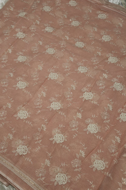 Cotton Kota Embroidered Floral Bunches With Sequins