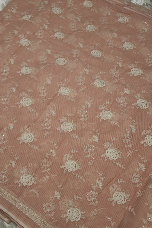 Cotton Kota Embroidered Floral Bunches With Sequins