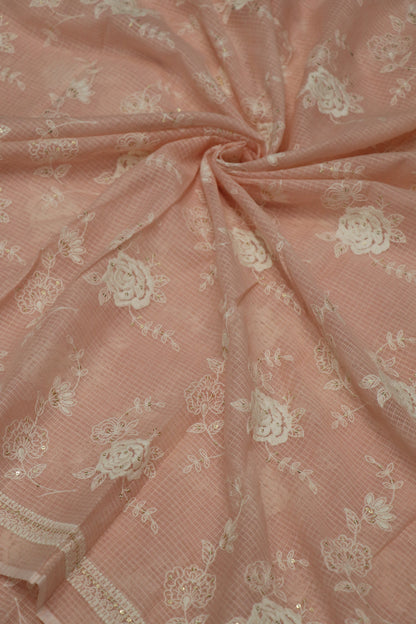 Cotton Kota Embroidered Floral Bunches With Sequins